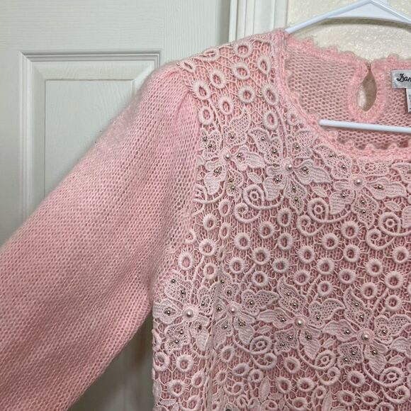 Vintage Dana Ashley 80’s Soft Pink Lace and Pearl Embellished Sweater Size S - Picture 7 of 13